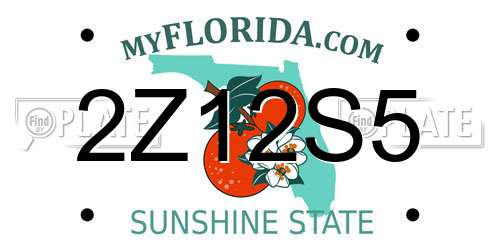 2Z12S5 Florida License Plate
