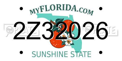 2Z32026 Florida License Plate