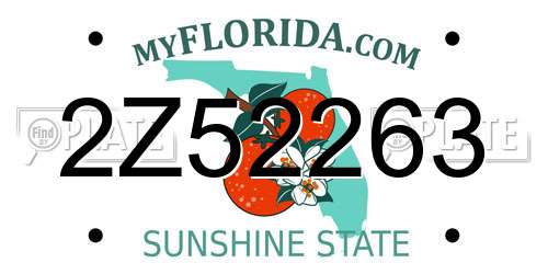 2Z52263 Florida License Plate