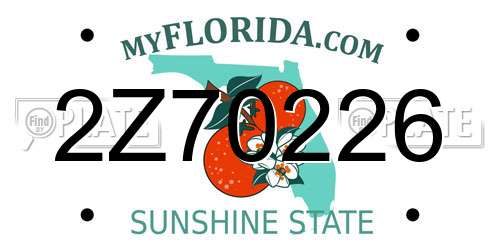 2Z70226 Florida License Plate