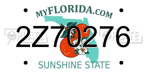 2Z70276 Florida License Plate