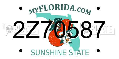 2Z70587 Florida License Plate