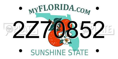 2Z70852 Florida License Plate