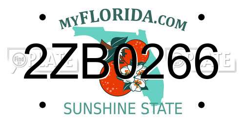2ZB0266 Florida License Plate