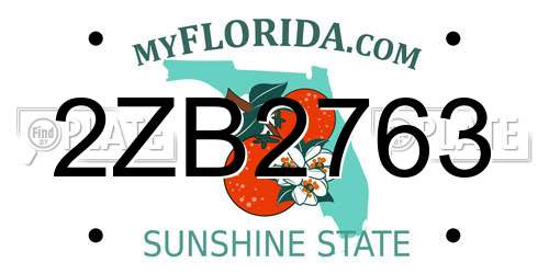 2ZB2763 Florida License Plate