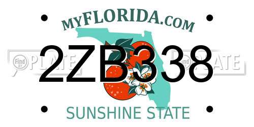 2ZB338 Florida License Plate