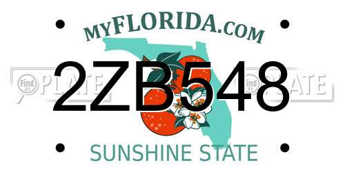 2ZB548 Florida License Plate