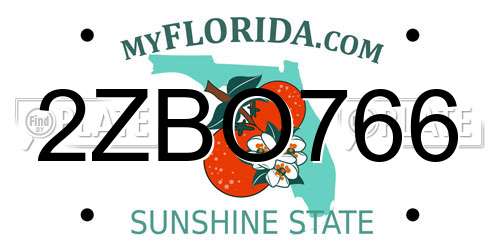 2ZBO766 Florida License Plate