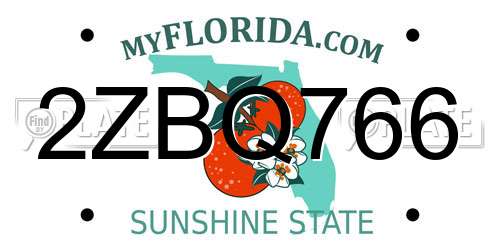 2ZBQ766 Florida License Plate