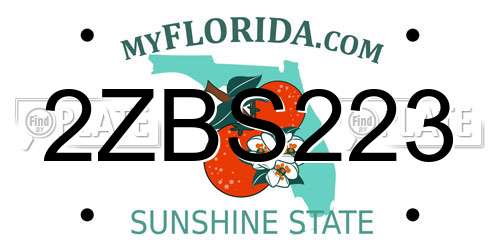 2ZBS223 Florida License Plate