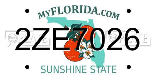 2ZE7026 Florida License Plate