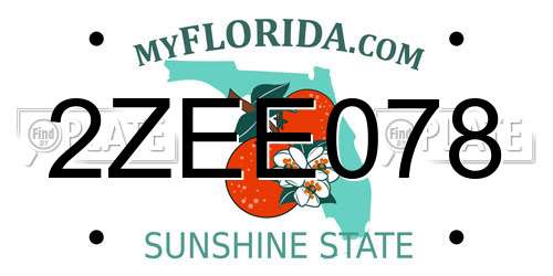 2ZEE078 Florida License Plate
