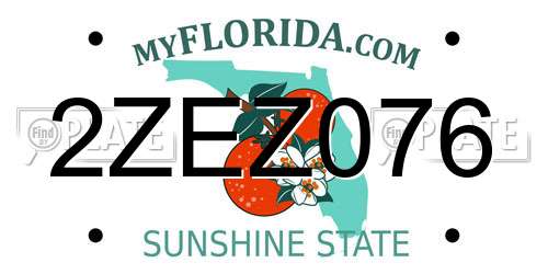 2ZEZ076 Florida License Plate
