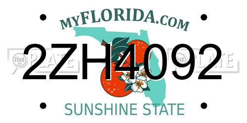 2ZH4092 Florida License Plate