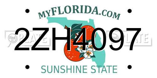 2ZH4097 Florida License Plate