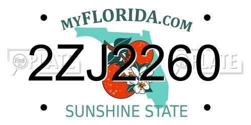 2ZJ2260 Florida License Plate