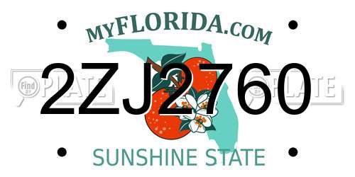 2ZJ2760 Florida License Plate