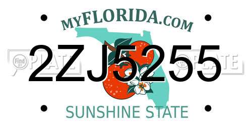 2ZJ5255 Florida License Plate