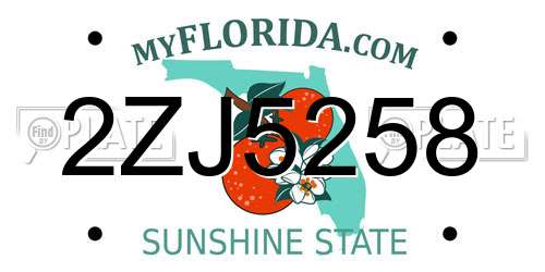 2ZJ5258 Florida License Plate