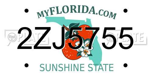 2ZJ5755 Florida License Plate
