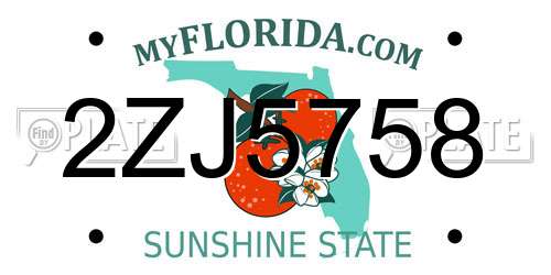 2ZJ5758 Florida License Plate