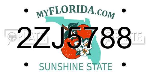 2ZJ5788 Florida License Plate