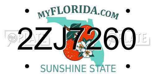 2ZJ7260 Florida License Plate
