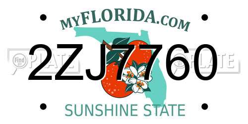 2ZJ7760 Florida License Plate
