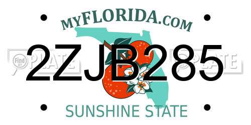 2ZJB285 Florida License Plate