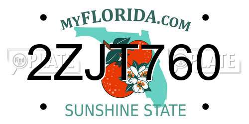 2ZJT760 Florida License Plate