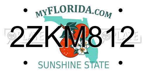 2ZKM812 Florida License Plate