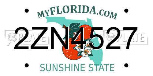 2ZN4527 Florida License Plate