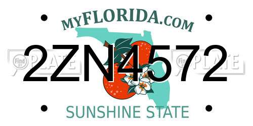 2ZN4572 Florida License Plate