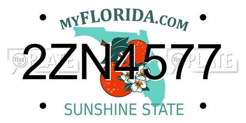 2ZN4577 Florida License Plate