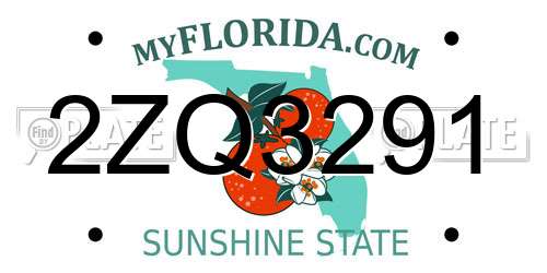 2ZQ3291 Florida License Plate
