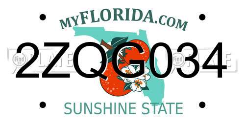 2ZQG034 Florida License Plate