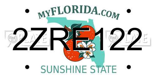 2ZRE122 Florida License Plate