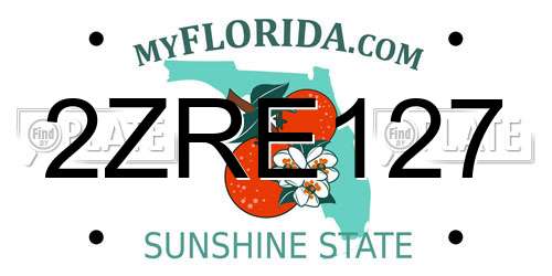 2ZRE127 Florida License Plate