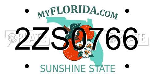 2ZS0766 Florida License Plate