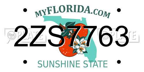 2ZS7763 Florida License Plate