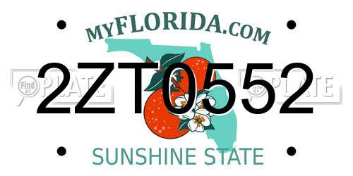 2ZT0552 Florida License Plate