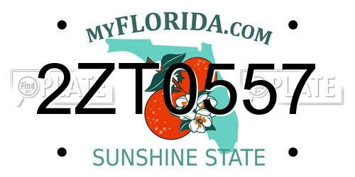 2ZT0557 Florida License Plate