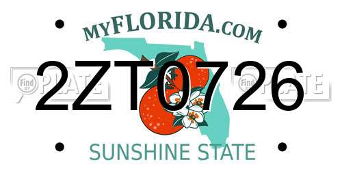 2ZT0726 Florida License Plate