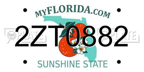 2ZT0882 Florida License Plate