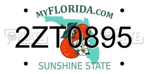 2ZT0895 Florida License Plate