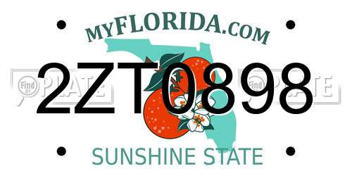 2ZT0898 Florida License Plate