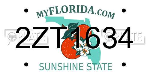 2ZT1634 Florida License Plate