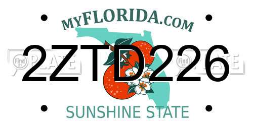 2ZTD226 Florida License Plate