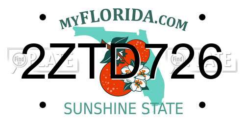 2ZTD726 Florida License Plate