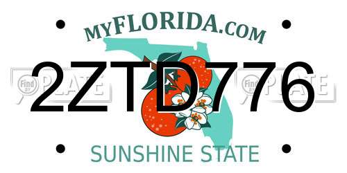 2ZTD776 Florida License Plate